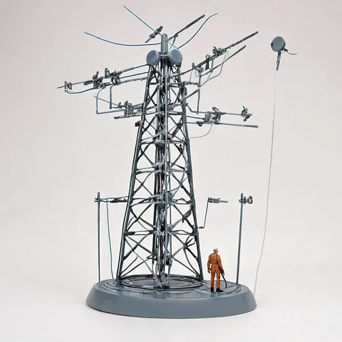 Imagine a dystopian future where a powerful government uses radio masts to control and manipulate the minds of the population.,transmission tower,electricity pylons,high voltage pylon,electricity pylo