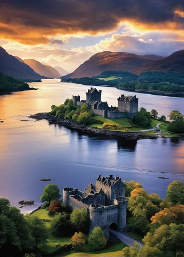 eilean donan castle,eilean donan,scotland,scottish highlands,ireland,northern ireland,isle of mull,isle of skye,scottish,scottish folly,highlands,north of scotland,lake district,ruined castle,celtic queen,castle bran,donegal,wales,castles,loch,Conceptual Art,Oil color,Oil Color 09