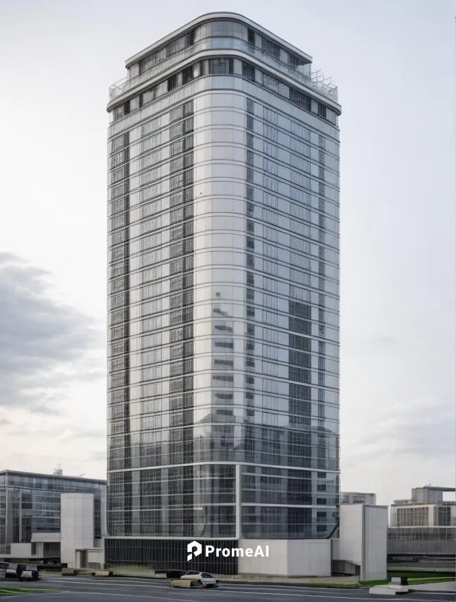 Modern building, at morning,a large building with glass balconies next to a parking lot,mississauga,renaissance tower,residential tower,pc tower,potawatomi,borgata,Architecture,Commercial Residential,