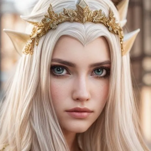 avoid double faces,violet head elf,elven,male elf,elf,fantasy portrait,eufiliya,tiara,wood elf,heterochromia,elsa,foam crowns,fae,elven flower,headpiece,golden crown,gold crown,elza,fantasy woman,elve