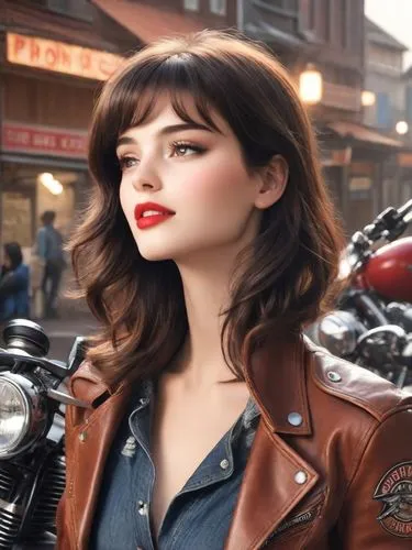 leather jacket,harley davidson,alita,vespa,retro girl,parisienne