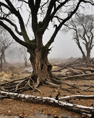 old gnarled oak,dead wood,ghost forest,the roots of trees,californian white oak,deadvlei,crooked forest,yoshua tree national park,tree and roots,creepy tree,old tree,the dry season,burnt tree,dead tree,scorched earth,gnarled,deforested,damaged tree,siberian elm,namibia nad,Illustration,Retro,Retro 21