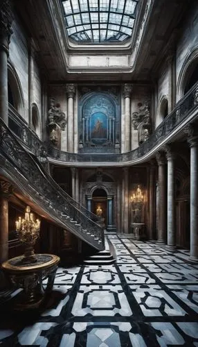 marble palace,empty interior,hall of the fallen,checkered floor,labyrinthian,staircase,cochere,luxury decay,atrium,royal interior,gringotts,louvre,hallway,piranesi,europe palace,baroque,dishonored,asylum,entrance hall,abandoned places,Photography,Fashion Photography,Fashion Photography 15