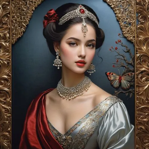 oriental princess,tretchikoff,victorian lady,noblewoman,geisha girl,romantic portrait,geisha,mikimoto,fantasy portrait,orientalist,viveros,duchesse,noblewomen,vintage female portrait,jeweller,principessa,oriental painting,oriental girl,persia,queen of hearts,Photography,Documentary Photography,Documentary Photography 15