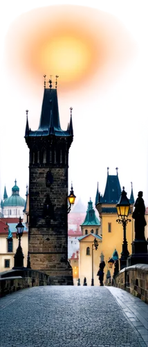 Prague, Czech Republic, cityscape, medieval architecture, Gothic spires, Charles Bridge, Vltava River, old town square, historic buildings, ornate facades, balconies, lanterns, cobblestone streets, mo