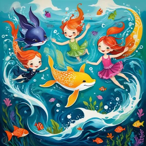 under the sea,mermaids,mermaid background,mermaid vectors,under sea,believe in mermaids,sea-life,little mermaid,kids illustration,underwater world,school of fish,sea creatures,let's be mermaids,underwater background,aquarium inhabitants,starfishes,nautical children,fishes,aquatic life,aquarium,Illustration,Abstract Fantasy,Abstract Fantasy 13