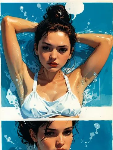 palmiotti,wet girl,brubaker,in water,wet,quitely,Illustration,Paper based,Paper Based 12