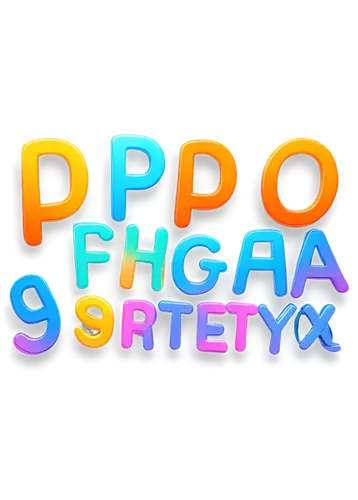 Colorful alphabet letters, 3D font style, glossy surface, metallic material, bold lines, vibrant colors, soft focus, shallow depth of field, cinematic lighting, centered composition, transparent backg