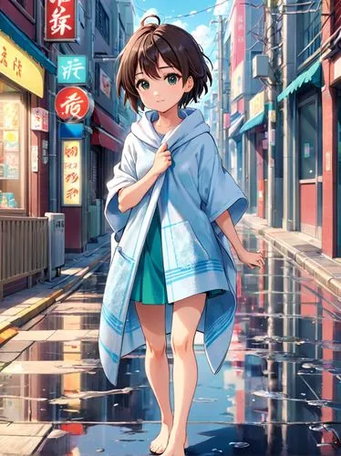 raincoat,walking in the rain,rainy,miku maekawa,anime japanese clothing,japanese sakura background,rain lily,rainy season,blue rain,in the rain,tokyo city,rain suit,honolulu,osaka,umbrella,haruhi suzumiya sos brigade,asakusa,shibuya,rainy day,summer umbrella,Anime,Anime,Realistic