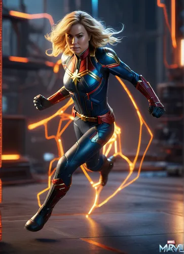 CAPTAIN MARVEL IN BLACK CUSTOME,captain marvel,superhero background,goddess of justice,super heroine,super woman,figure of justice,monsoon banner,wonder woman city,sprint woman,wonderwoman,cg artwork,