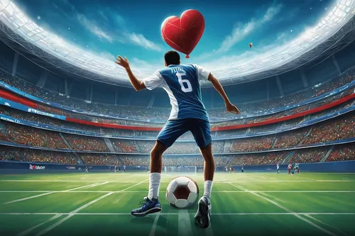 throughout the game of love,footballer,flying heart,football player,touch football (american),fifa 2018,european football championship,world cup,international rules football,ballon,uefa,soccer kick,soccer player,footbal,soccer ball,blue heart balloons,game illustration,women's football,french valentine,football equipment,Illustration,Abstract Fantasy,Abstract Fantasy 17