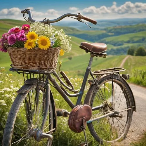 floral bike,bicycle basket,bicycle ride,bicycle,bicycles,woman bicycle,bicycling,bicycle riding,road bicycle,cycling,flowers in basket,basket with flowers,flower cart,tandem bicycle,biking,bike ride,bicycles--equipment and supplies,cross-country cycling,bike,flower delivery,Illustration,Black and White,Black and White 03