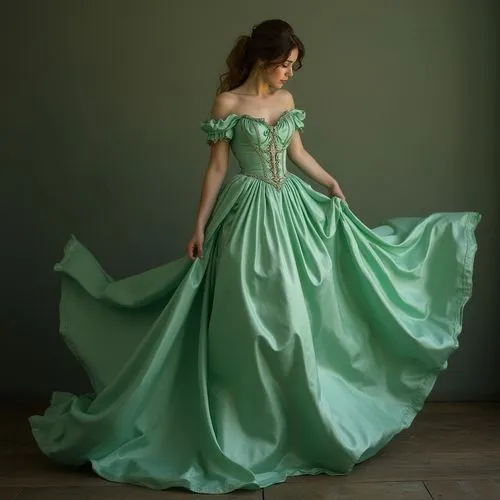 ballgown,a floor-length dress,ball gown,tiana,green dress,siriano