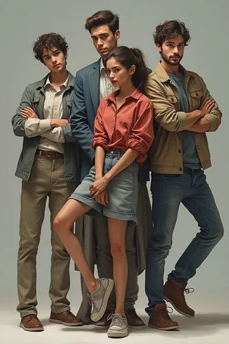 multiple poses in one image ,five people in fashion clothing posing for the camera,tamasha,chiquititas,thms,morat,social,sanam