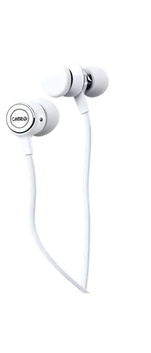 Wireless earphones, white, sleek design, metallic accents, soft padding, ergonomic shape, in-ear style, tangled cords, shiny surface, detailed textures, 3/4 composition, soft lighting, shallow depth o