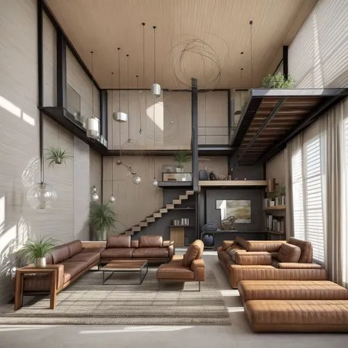 modern living room,interior modern design,mid century house,loft,japanese architecture,archidaily,3d rendering,living room,modern house,corten steel,modern decor,block balcony,an apartment,sky apartment,contemporary decor,cubic house,apartment house,core renovation,modern style,render,Interior Design,Living room,Modern,Spanish Modern Rustic