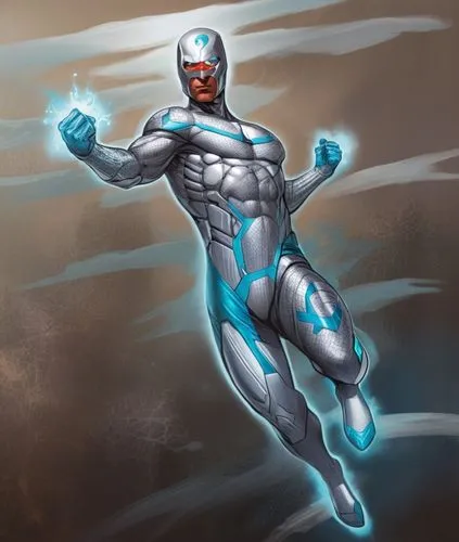 a silver robot in action on a digital screen,silver surfer,frozone,quicksilver,steel man,eradicator,fantomex,Illustration,American Style,American Style 13