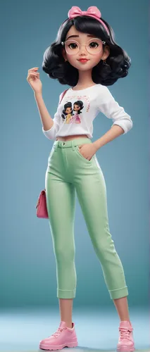 Imagen AI art el nombre Grabado Yadira Girl hermoso pantalón blanco con detalles y top del mismo tono en elegante texto ""PRINCESS"", fuente 3D en negro Chibi hermosa chica curvilínea con cabello negr