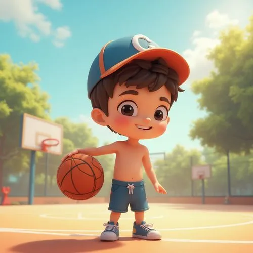 basketball player,basketballer,outdoor basketball,cute cartoon character,basketball,adrien