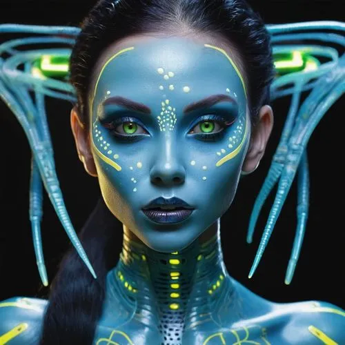 neon body painting,avatar,mantis,neon makeup,scifi,bioluminescence,alien warrior,extraterrestrial,futuristic,humanoid,sci fi,valerian,cyborg,science fiction,bodypaint,extraterrestrial life,android inspired,gemini,luminous,cyberspace,Conceptual Art,Sci-Fi,Sci-Fi 13