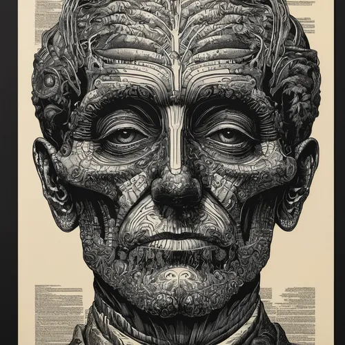 frankenstein,bust of karl,death mask,sculpt,frankenstein monster,bust,anatomical,elderly man,sculptor,adobe illustrator,weeping angel,sculptor ed elliott,reptilian,human head,old human,lincoln motor company,sci fiction illustration,physiognomy,julius caesar,wooden man,Illustration,Black and White,Black and White 27