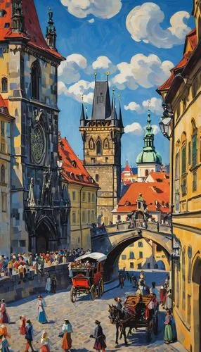 prague,pechstein,praha,praga,bamberg,český krumlov,charles bridge,prag,dresden,rothenburg,konchalovsky,nuremberg,praag,prague castle,altstadt,church painting,krakau,ravensburger,transylvania,prague monastery,Art,Artistic Painting,Artistic Painting 40