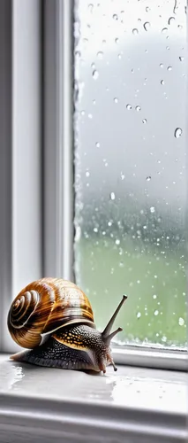 land snail,snail,banded snail,snails and slugs,slug,garden snail,slug glass,nut snail,snail shell,staying indoors,gastropod,rainy day,noorderleech,snails,rain on window,window covering,mollusk,window sill,open window,windowsill,Photography,Documentary Photography,Documentary Photography 18