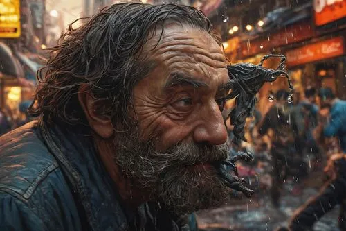 homeless man,struzan,hyperrealism,hobo,donsky,adnate,Illustration,Realistic Fantasy,Realistic Fantasy 28