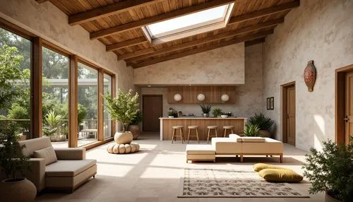 travertine,luxury home interior,home interior,sunroom,interior modern design,amanresorts,hovnanian,stucco ceiling,wooden beams,sitting room,natural stone,contemporary decor,limewood,sand-lime brick,living room,beautiful home,daylighting,clerestory,wooden windows,family room