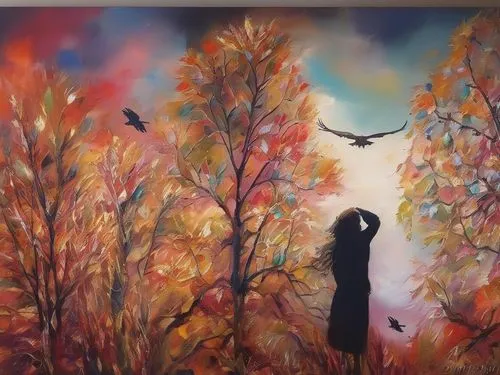 
,bird painting,autumn background,autumn landscape,oil painting on canvas,the autumn,autumn theme,art painting,autumn idyll,autumn leaves,fall landscape,autumn tree,autumn decoration,humming birds,cos