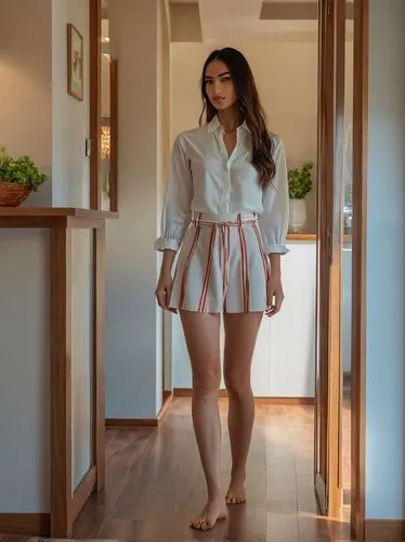 Just before lunch,a woman wearing a short skirt and white shirt,vaanii,anfisa,sannidhi,vidya,poki,chebli,Photography,General,Realistic