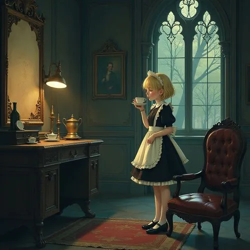 peignoir,doll's house,alice in wonderland,sylvania,doll kitchen,headmistress,Illustration,Children,Children 06