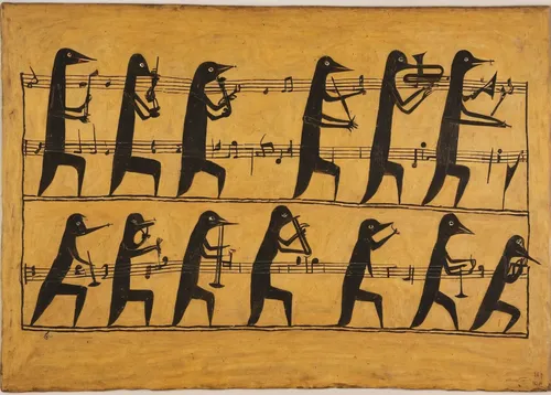 Explain the importance of proper finger positioning while playing a musical instrument.,indigenous painting,aboriginal painting,black music note,musicians,musical notes,music notes,hieroglyph,music no