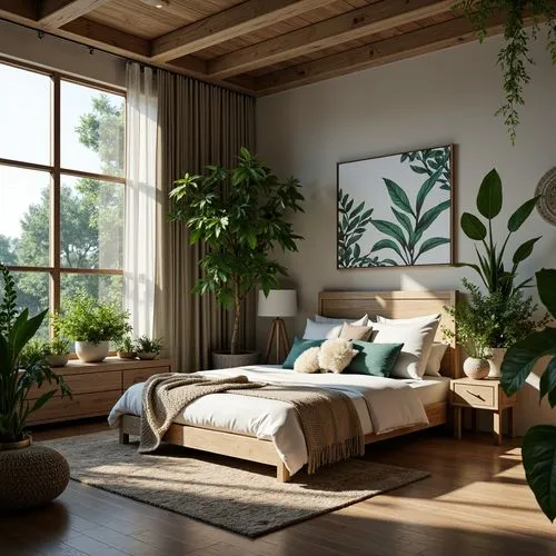 bedroom,sunroom,modern room,great room,modern decor,tropical greens