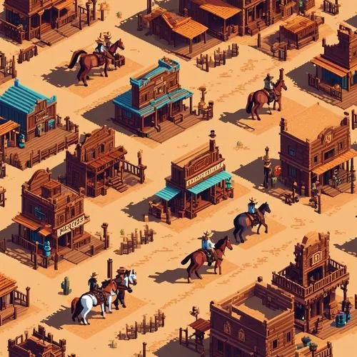 Pixel Art,township,townsmen,overland,wild west hotel,game illustration,wooden houses,westerns,villages,boardinghouses,escher village,townsite,dysentery,caravans,townsfolk,caravan,western,barkerville,m