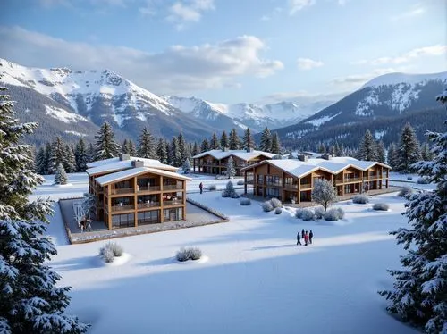 ski resort,avoriaz,ski facility,norquay,chalet,alpine village,ski station,verbier,house in the mountains,winter village,courchevel,jahorina,whistler,lodges,the cabin in the mountains,monashee,mountain huts,house in mountains,aprica,revelstoke