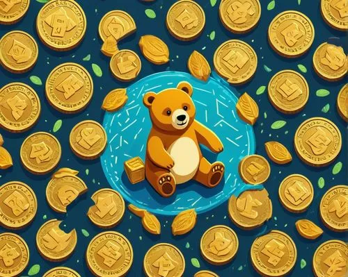 gold wall,pot of gold background,dogecoin,tokens,gold is money,coins,gold medal,award background,3d teddy,golden medals,token,plus token id 1729099019,bear teddy,coin,teddy bears,olympic gold,bear market,teddy-bear,teddy bear waiting,plush bear,Unique,3D,Isometric