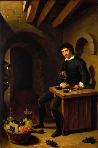 In The Wine Cellar :: Fritz Wagner - Interiors in art and painting ôîòî,winemaker,balsamic vinegar,wine cellar,wine harvest,bellini,wine cultures,wine tavern,carpaccio,wood and grapes,montepulciano,ap