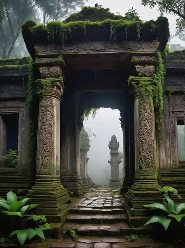 artemis temple,angkor thom,yavin,agumbe,angkor,banteay,ancient city,shrines,raigad,the mystical path,stone pagoda,phanom,bhubaneshwar,candi rara jonggrang,palyul,mahavihara,asian architecture,sanctum,temples,mrauk,Art,Classical Oil Painting,Classical Oil Painting 36