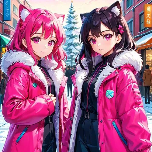 winter clothing,winter clothes,christmas girls,ririko,winter background,mios,Anime,Anime,General