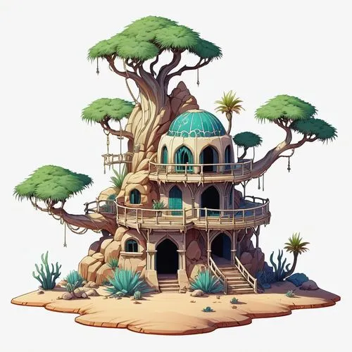 tree house,treehouses,treehouse,fairy house,tree house hotel,mushroom island,Illustration,Abstract Fantasy,Abstract Fantasy 11