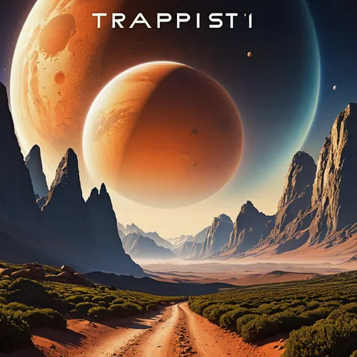 Travel Poster for TRAPPIST-1 d, ART DECO, SCI-FI,trapfiets,exoplanet,red planet,utopian,travel poster,planet mars,mission to mars,transit,traveller,travel trailer poster,trip computer,trioplan,gas pla