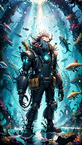 god of the sea,aquanaut,sea god,scuba,coral guardian,underwater background,marine animal,aquaman,ilightmarine,poseidon,scuba diving,marine biology,under sea,under the sea,aquarium inhabitants,marine fish,fish-surgeon,the bottom of the sea,divemaster,aquatic,Anime,Anime,Cartoon