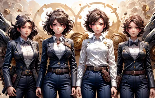 real white women ,angels of the apocalypse,revolvers,steampunk,the order of the fields,sterntaler,musketeers,police uniforms,massively multiplayer online role-playing game,officers,descending order,mo