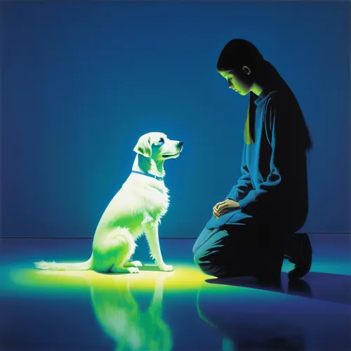 girl with dog,boy and dog,white dog,dog pure-breed,color dogs,labrador retriever,pyrenean mastiff,dog-photography,jack russell,companion dog,labrador,dog angel,cd cover,the dog,jack russel,glow in the dark paint,black light,limelight,dog photography,luminescence,Illustration,Abstract Fantasy,Abstract Fantasy 20