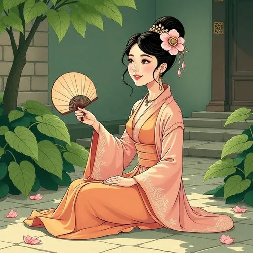 chuseok,geiko,hanfu,geisha,hanbok,maiko,Illustration,Children,Children 01