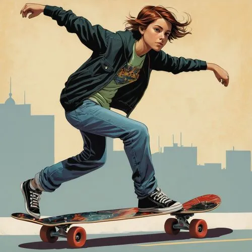 skater,skateboarder,skaters,skate,skateboard,woman free skating,skating,skateboarding,skate board,inline skating,longboard,skater boy,skateboarding equipment,roll skates,roller sport,kickflip,artistic roller skating,skateboard deck,inline speed skating,freeride,Illustration,American Style,American Style 08