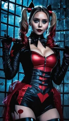 harley quinn,bloodrayne,harley,bedevil,vampire woman,scarlet witch,Illustration,Realistic Fantasy,Realistic Fantasy 46