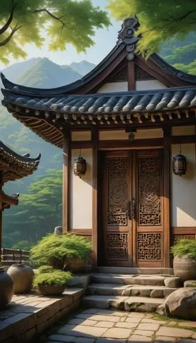 hanok,goryeo,asian architecture,chuseok,dojo,gudeok,oriental painting,teahouse,japanese shrine,hanfu,hanhwa,dongbuyeo,korean culture,teahouses,honmaru,japanese background,heian,oriental,sukjong,joseon,Illustration,Realistic Fantasy,Realistic Fantasy 06