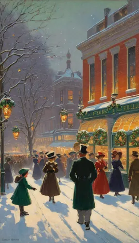 carolers,snow scene,lev lagorio,carol singers,christmas landscape,christmas scene,christmas market,the occasion of christmas,christmas shopping,christmas carol,christmas snow,the snow falls,christmas messenger,oil painting,vintage christmas card,asher durand,holiday shopping,the holiday of lights,vintage christmas,street scene,Art,Classical Oil Painting,Classical Oil Painting 15